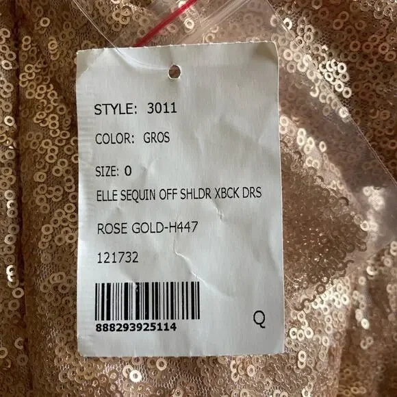 Dessy Collection NWT Bridesmaid Elle Sequin Trumpet Rose Gold Dress Size 0 - Picture 7 of 8
